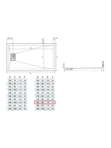 Dušo padas KINEDO Kinesurf 180x80 Dušo padas KINEDO Kinesurf 180x80