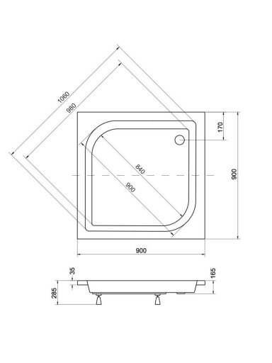 Dušo padėklas PIRAMIDA ARES BAA-90-KW, 90×90×16,5 cm Dušo padėklas PIRAMIDA ARES BAA-90-KW, 90×90×16,5 cm