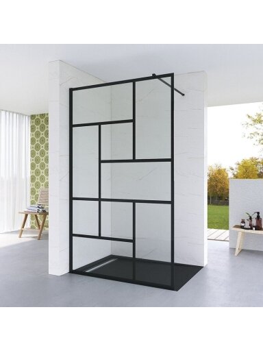 Dušo sienelė AQUABATOS Gwalas Walk-in 100, black, su laikikliu
