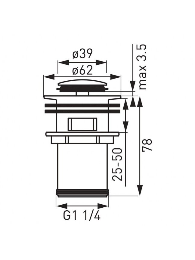 Dugno vožtuvas Ferro S283G click/clack, 3.9 cm 1