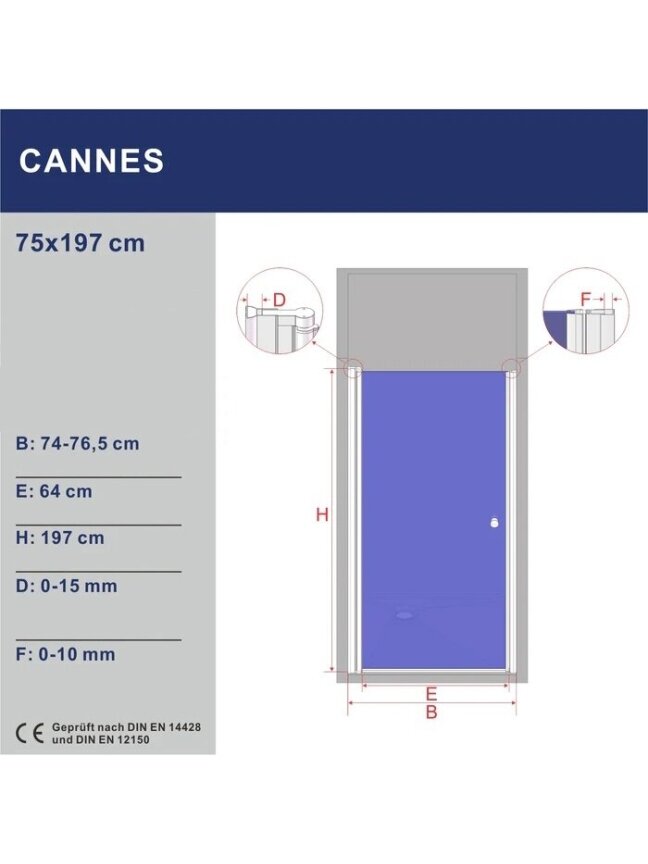 Dušo durys AQUABATOS Cannes 75x197 6 Dušo durys AQUABATOS Cannes 75x197 6