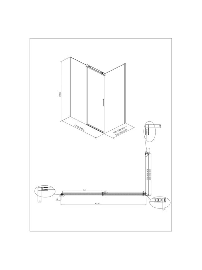 Dušo kabina ALTERNA Free Roller 2.0 140x100 L 6