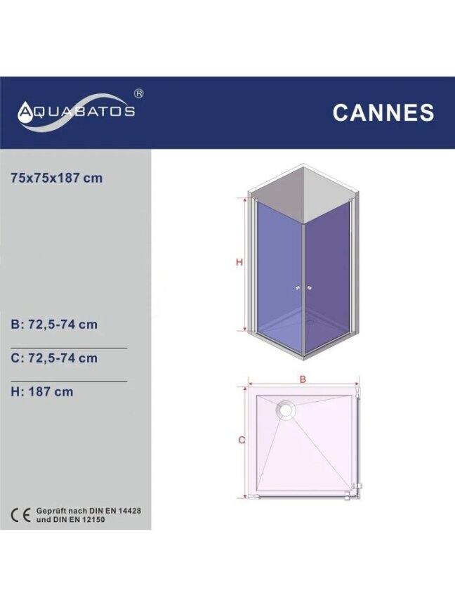 Dušo kabina AQUABATOS Cannes DD 75x75x187 8 Dušo kabina AQUABATOS Cannes DD 75x75x187 8