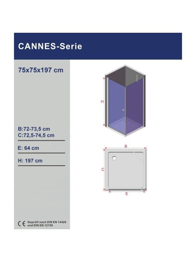Dušo kabina AQUABATOS Cannes DW 75x75x197 4 Dušo kabina AQUABATOS Cannes DW 75x75x197 4