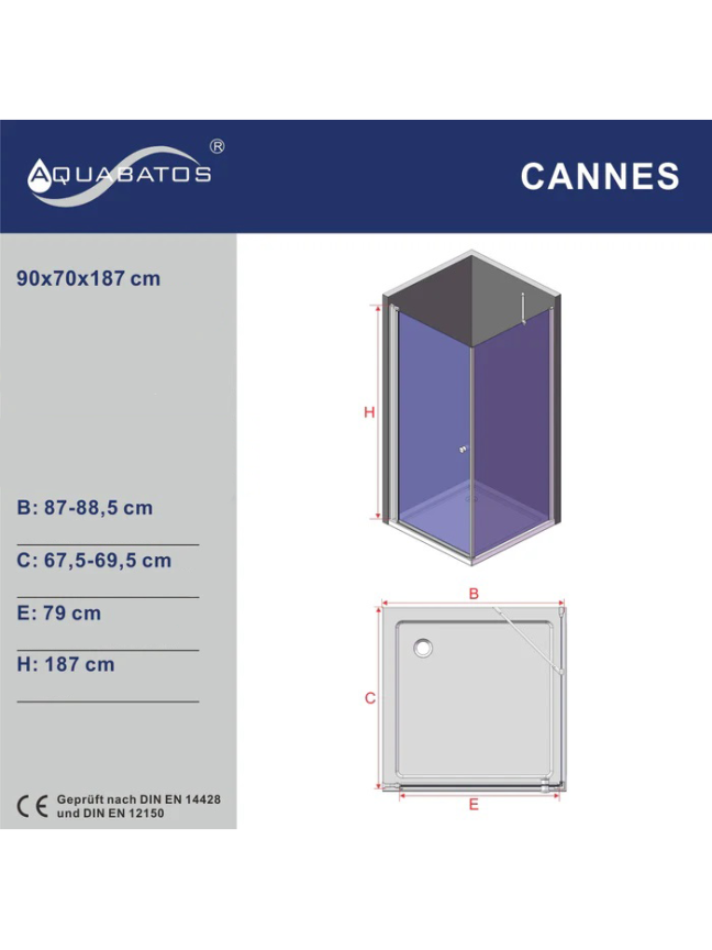 Dušo kabina AQUABATOS Cannes DW 90x70x187 7 Dušo kabina AQUABATOS Cannes DW 90x70x187 7