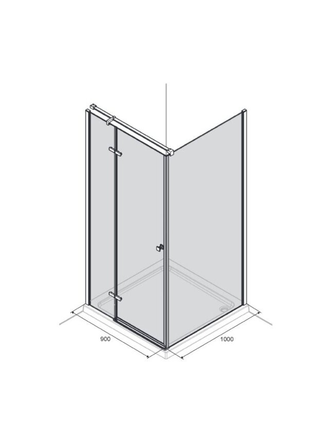 Dušo kabina AQUALUX Hinged DW 90x100, kairinė 3