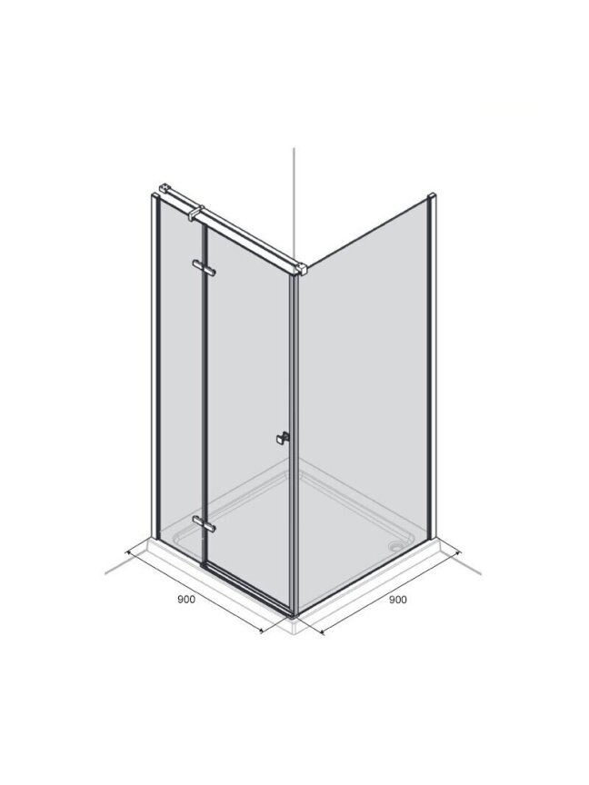 Dušo kabina AQUALUX Hinged DW 90x90, kairinė 3 Dušo kabina AQUALUX Hinged DW 90x90, kairinė 3