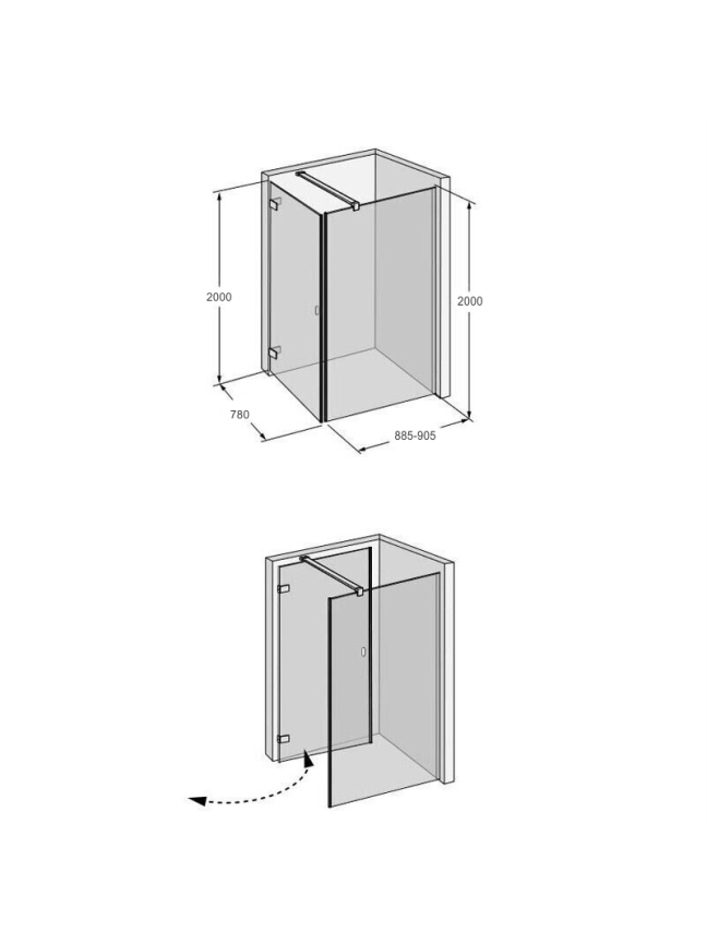 Dušo kabina IDO Design, kairinė 80x90 2