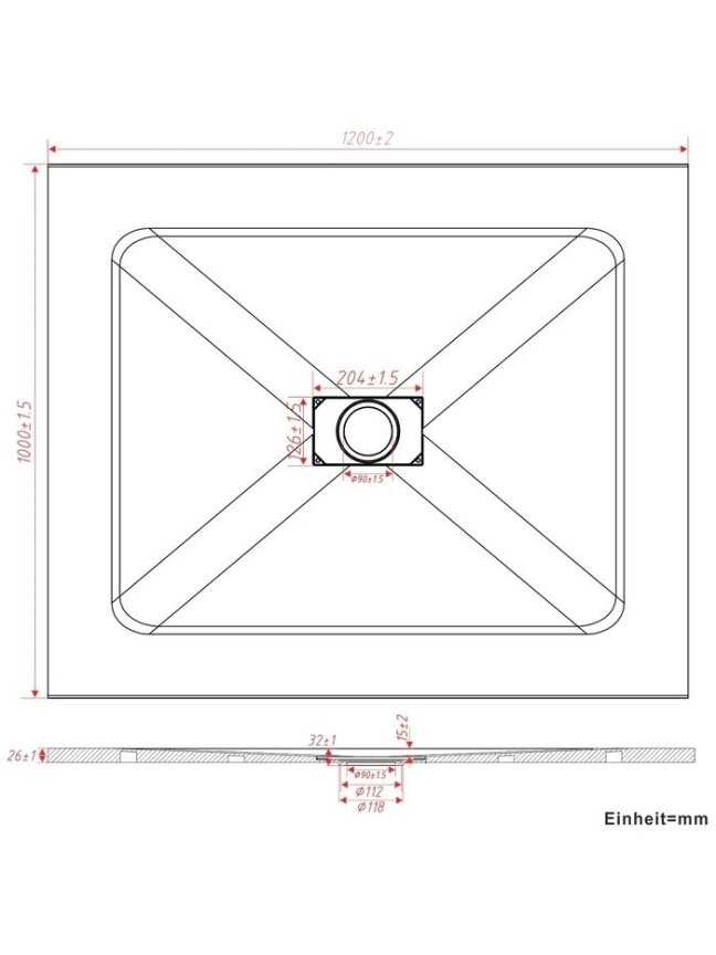 Dušo kabinos padas AQUABATOS DWQ 120x100, baltas 5 Dušo kabinos padas AQUABATOS DWQ 120x100, baltas 5