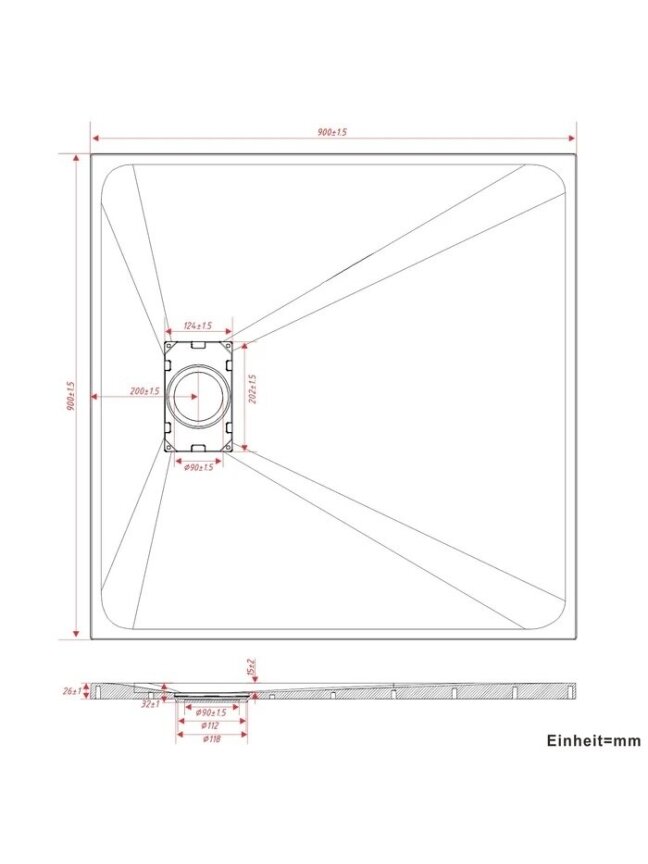 Dušo kabinos padas AQUABATOS DWQ 90x90, juodas 6 Dušo kabinos padas AQUABATOS DWQ 90x90, juodas 6
