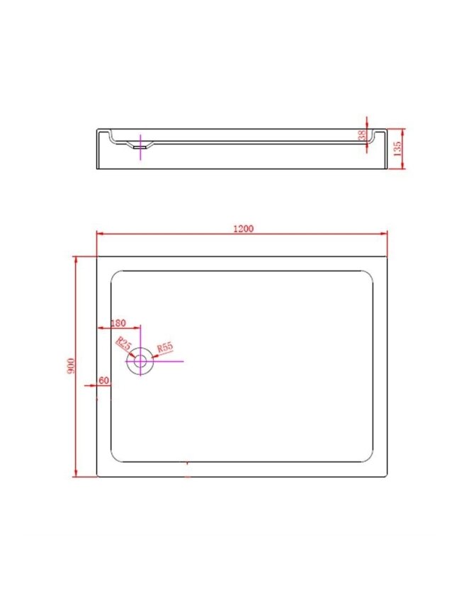 Dušo kabinos padas REVITAL 120x90, baltas 3 Dušo kabinos padas REVITAL 120x90, baltas 3