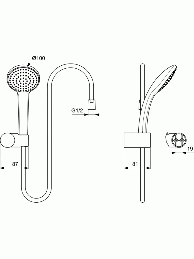 Dušo komplektas Ideal Standard IdealRain, M1 su 100 mm galvute (žarnelė 1.25 m) 1