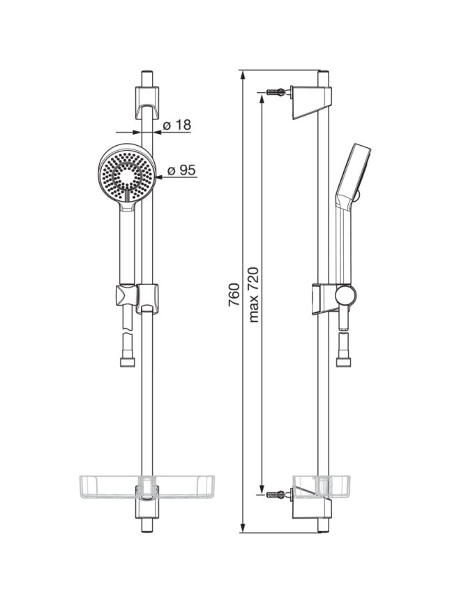 Dušo komplektas Oras Apollo, stovas 720 mm, žarna 1750 mm, dušo galva 95mm, 3-jų srovių, EcoFlow, muilinė 3 Dušo komplektas Oras Apollo, stovas 720 mm, žarna 1750 mm, dušo galva 95mm, 3-jų srovių, EcoFlow, muilinė 3