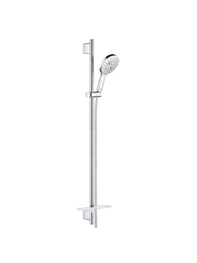 Dušo komplektas Smart ACTIVE (stovas L-90, žarna-1,75m, 130 galvutė-3 srovės), chromas/balta Dušo komplektas Smart ACTIVE (stovas L-90, žarna-1,75m, 130 galvutė-3 srovės), chromas/balta