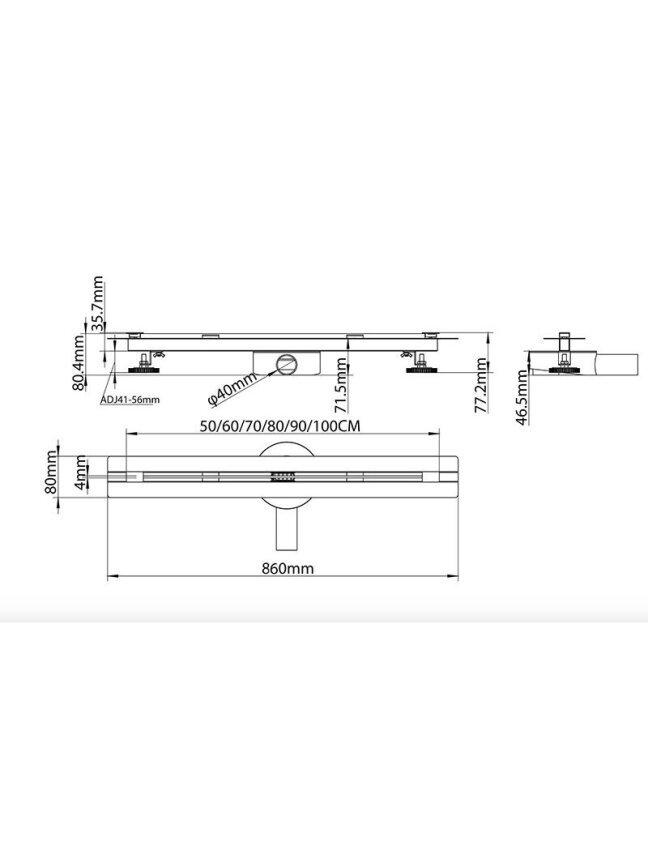 Dušo latakas ALONI Flat RVS 80 9