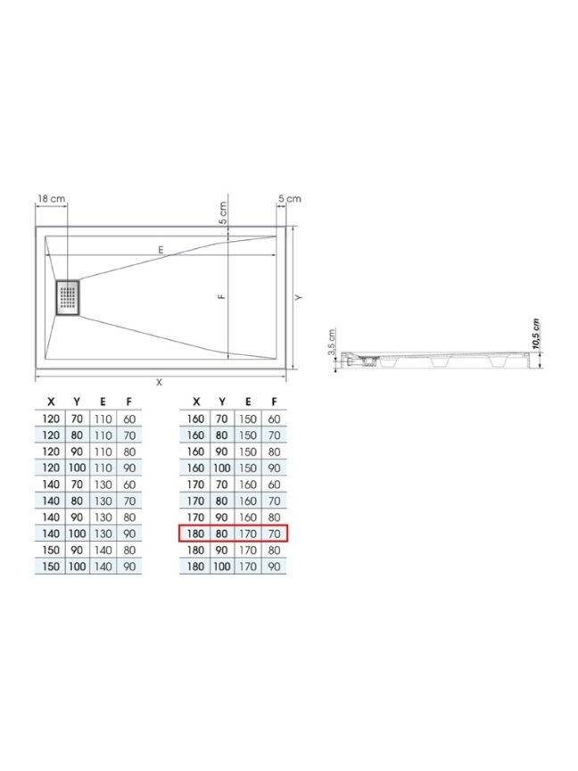 Dušo padas KINEDO Kinesurf 180x80 1 Dušo padas KINEDO Kinesurf 180x80 1