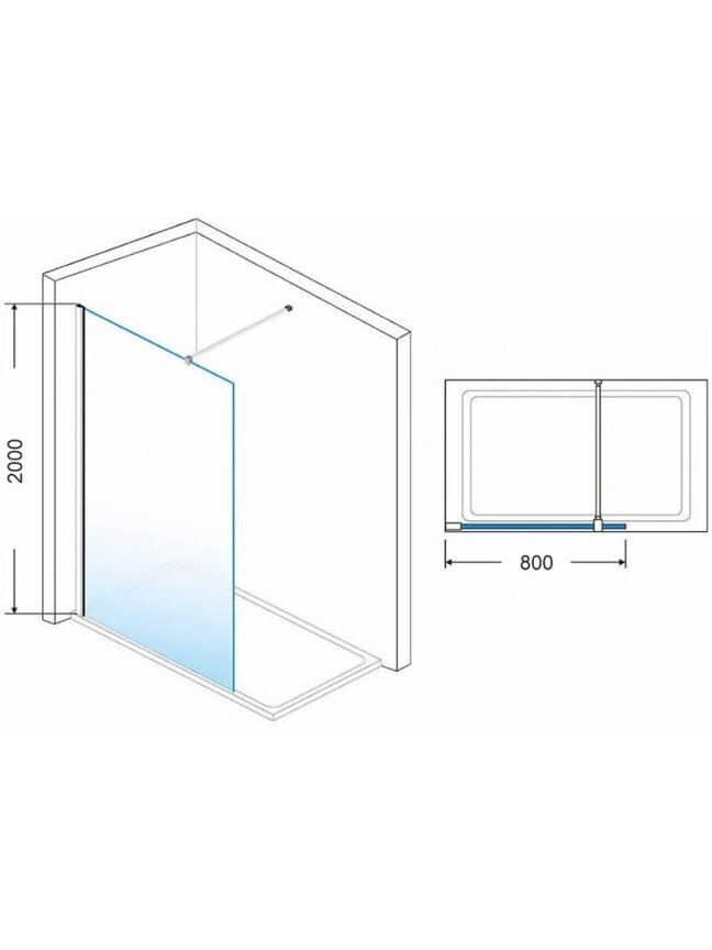 Dušo sienelė AQUALUX Walk-in 800, chrome 11