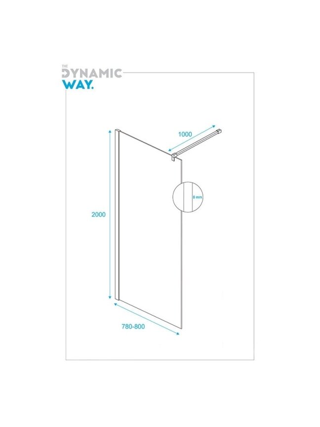 Dušo sienelė DYNAMIC WAY Oceanus 80x200 3