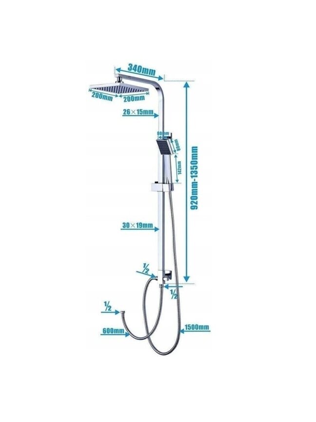 Dušo sistema AURALUM NVT828 su termostatiniu maišytuvu VAN MARCKE Brave 5 Dušo sistema AURALUM NVT828 su termostatiniu maišytuvu VAN MARCKE Brave 5