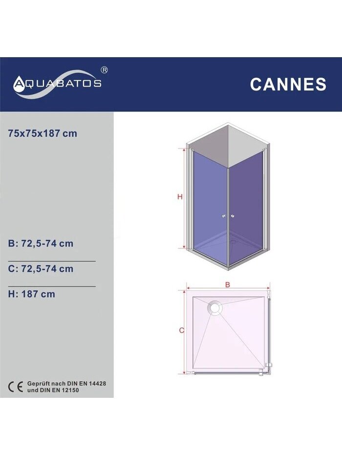 Dušo kabina AQUABATOS Cannes DD 75x75x187 8 Dušo kabina AQUABATOS Cannes DD 75x75x187 8