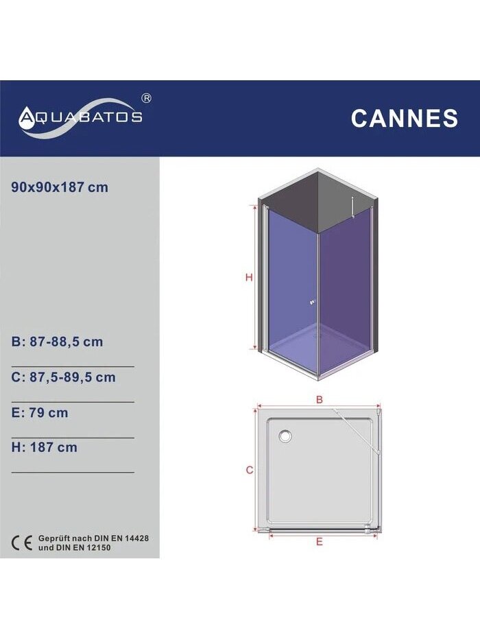 Dušo kabina AQUABATOS Cannes DW 90x90x187 7 Dušo kabina AQUABATOS Cannes DW 90x90x187 7