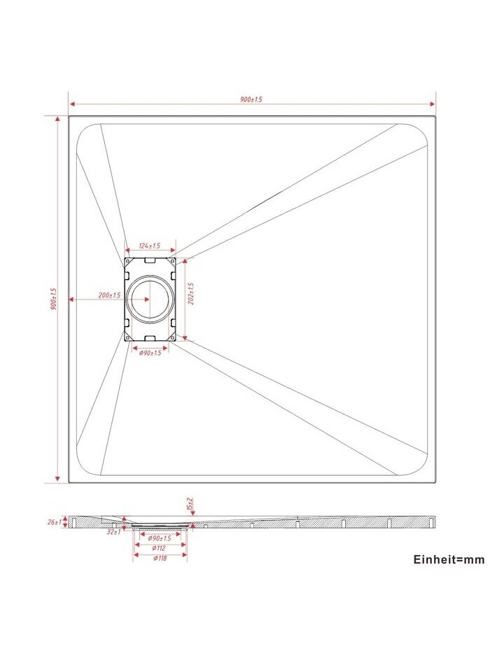Dušo kabinos padas AQUABATOS DWQ 90x90, juodas 6 Dušo kabinos padas AQUABATOS DWQ 90x90, juodas 6