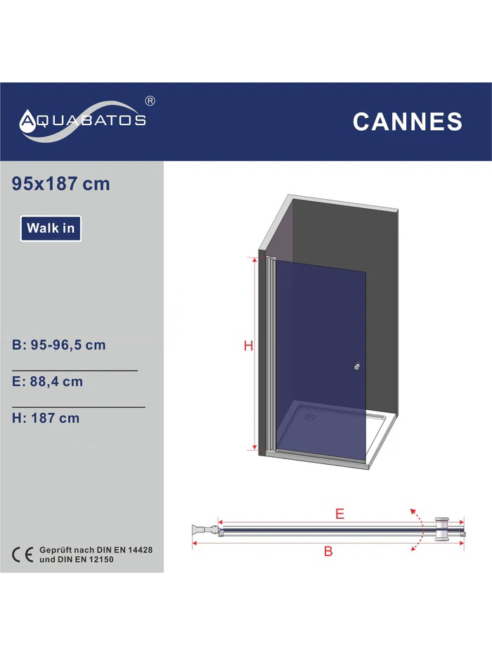 Dušo sienelė AQUABATOS Cannes Walk-in 95x187 7 Dušo sienelė AQUABATOS Cannes Walk-in 95x187 7