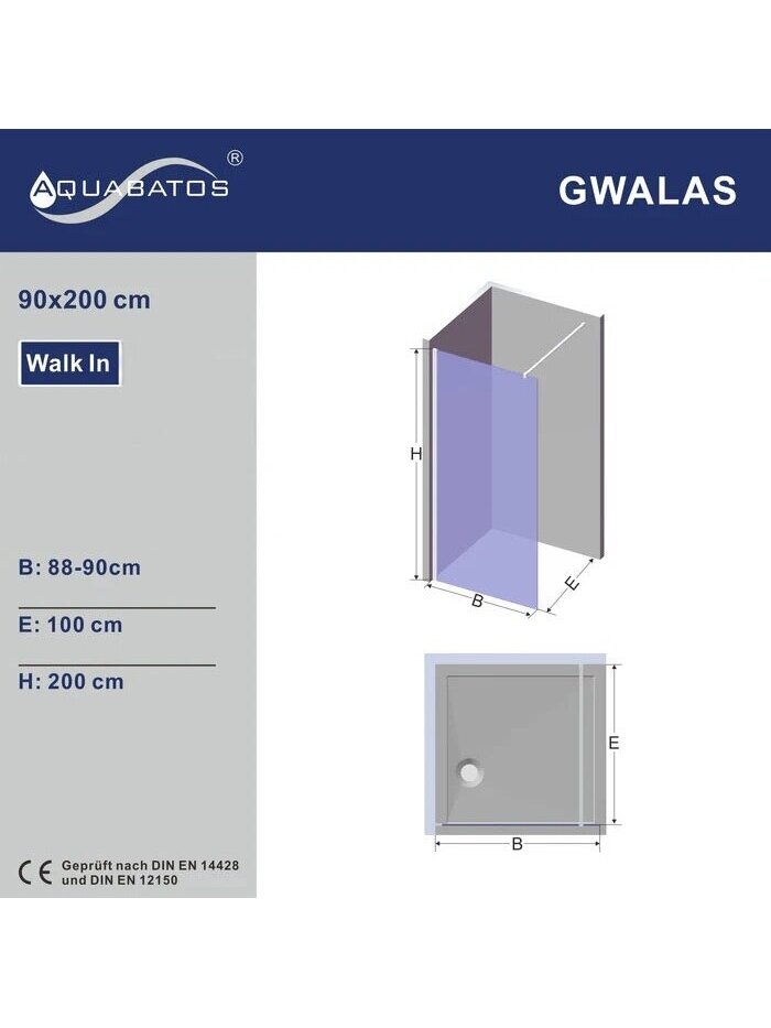 Dušo sienelė AQUABATOS Gwalas C8 90, gold 6 Dušo sienelė AQUABATOS Gwalas C8 90, gold 6