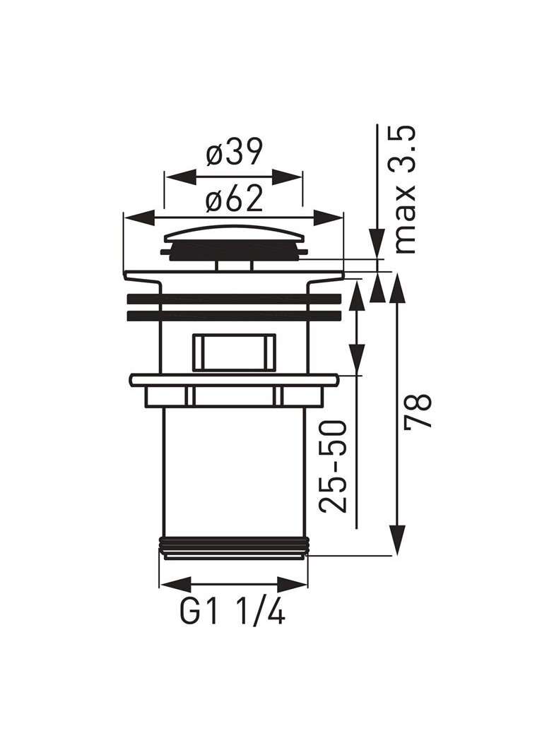 Dugno vožtuvas Ferro S283G click/clack, 3.9 cm 1 Dugno vožtuvas Ferro S283G click/clack, 3.9 cm 1