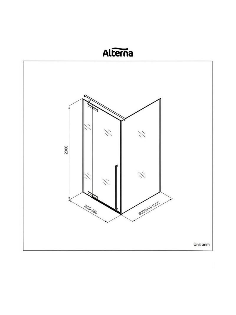 Dušo kabina ALTERNA Free Grab 100x80 black 7