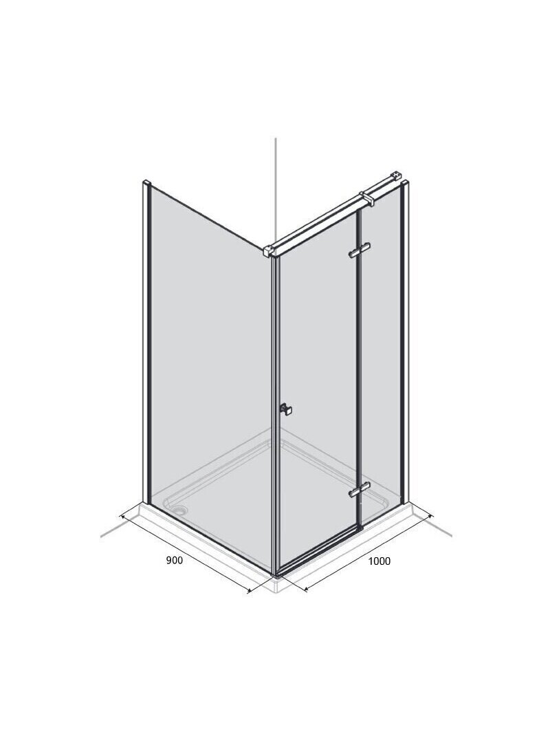 Dušo kabina AQUALUX Hinged DW 100x90, dešininė 3 Dušo kabina AQUALUX Hinged DW 100x90, dešininė 3