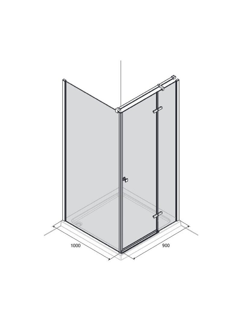 Dušo kabina AQUALUX Hinged DW 90x100, dešininė 3 Dušo kabina AQUALUX Hinged DW 90x100, dešininė 3