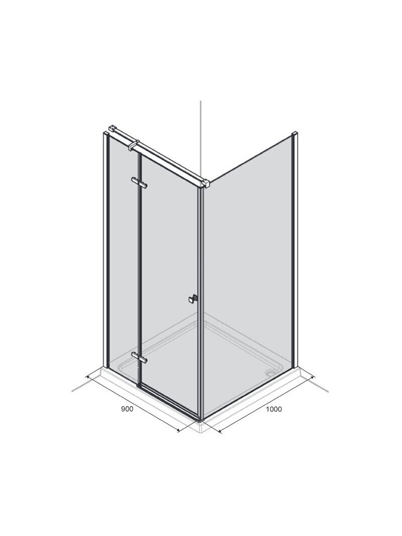 Dušo kabina AQUALUX Hinged DW 90x100, kairinė 3 Dušo kabina AQUALUX Hinged DW 90x100, kairinė 3