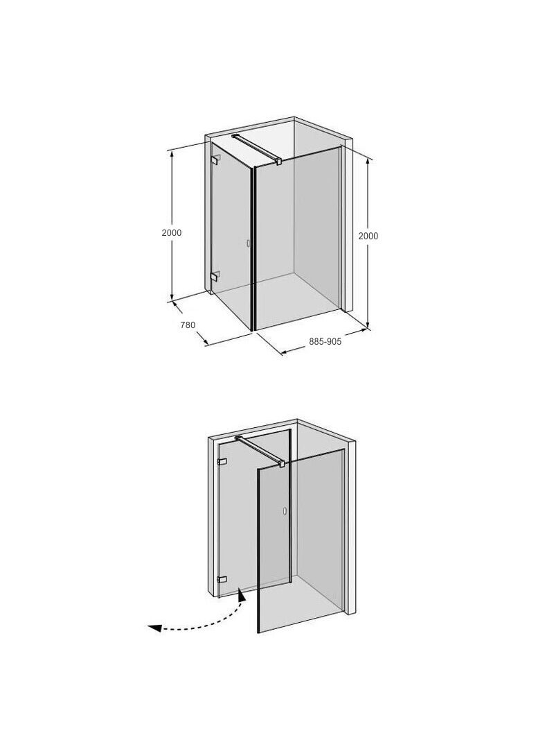 Dušo kabina IDO Design, kairinė 80x90 2 Dušo kabina IDO Design, kairinė 80x90 2