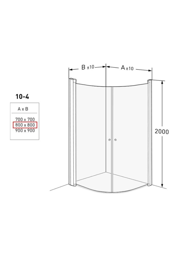 Dušo kabina IDO Showerama 10-4 80X80, dalinai matinis stiklas 4 Dušo kabina IDO Showerama 10-4 80X80, dalinai matinis stiklas 4
