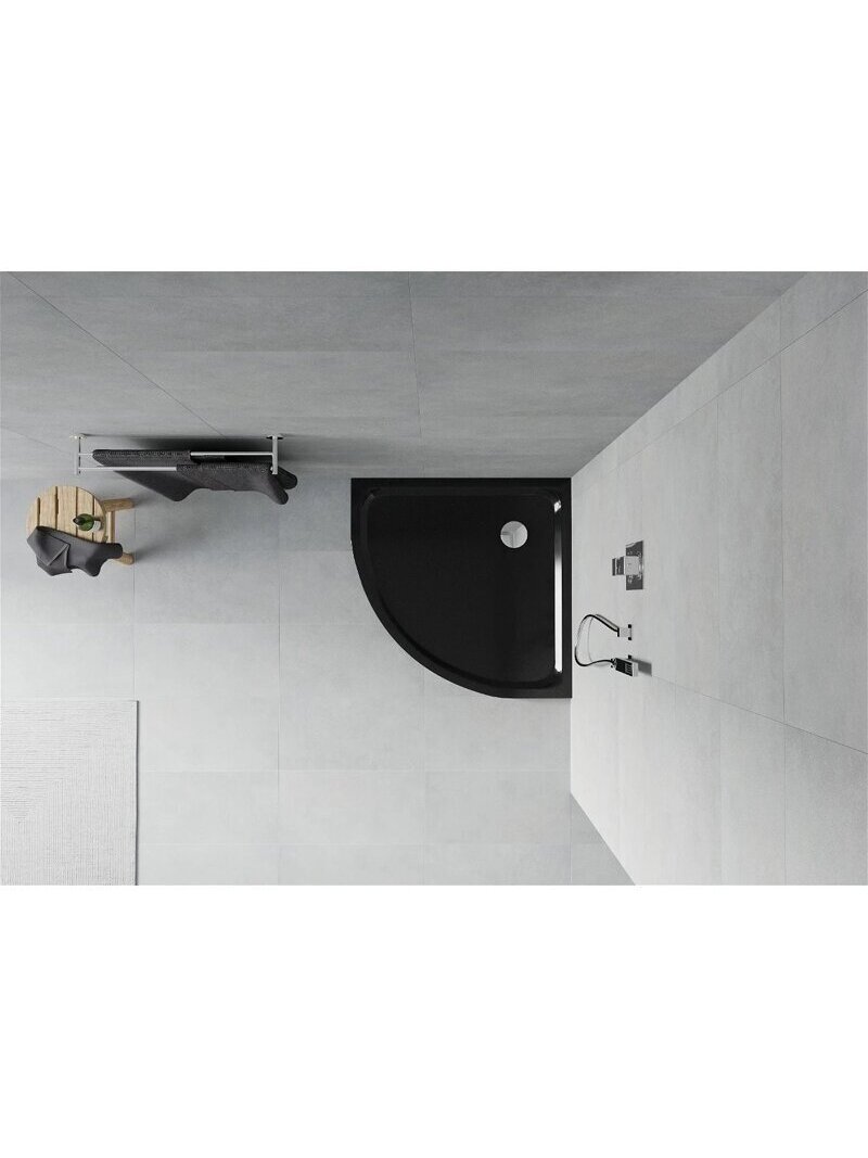 Dušo kabinos padas MEXEN Slim, 80x80x5, pusapvalis, juodas 2 Dušo kabinos padas MEXEN Slim, 80x80x5, pusapvalis, juodas 2