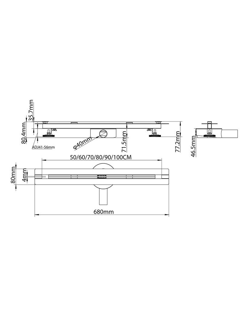 Dušo latakas ALONI Flat RVS 60 9 Dušo latakas ALONI Flat RVS 60 9