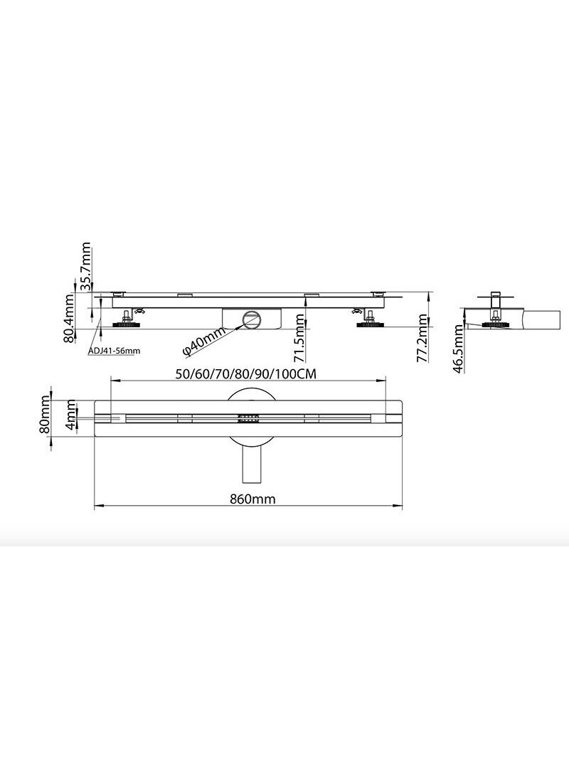 Dušo latakas ALONI Flat RVS 80 9