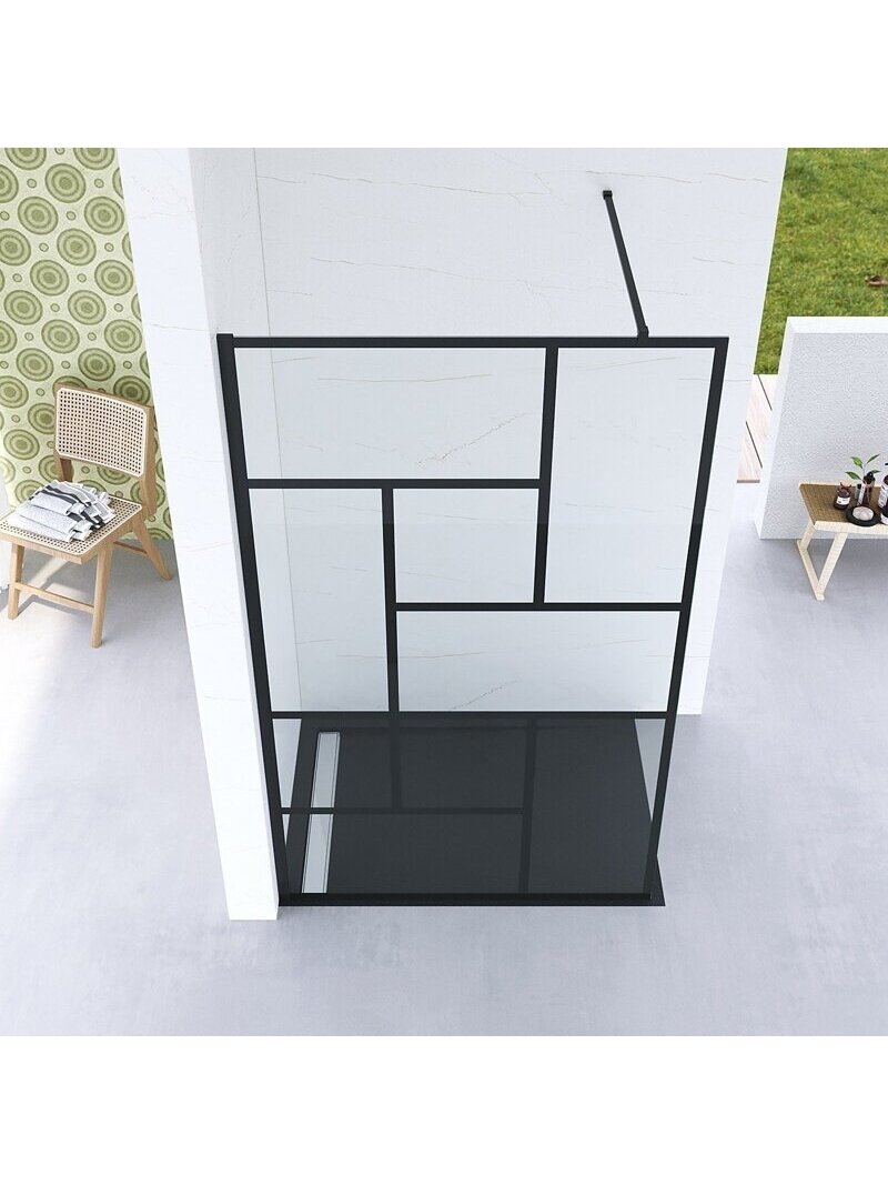 Dušo sienelė AQUABATOS Gwalas Walk-in 100, black, su laikikliu 1