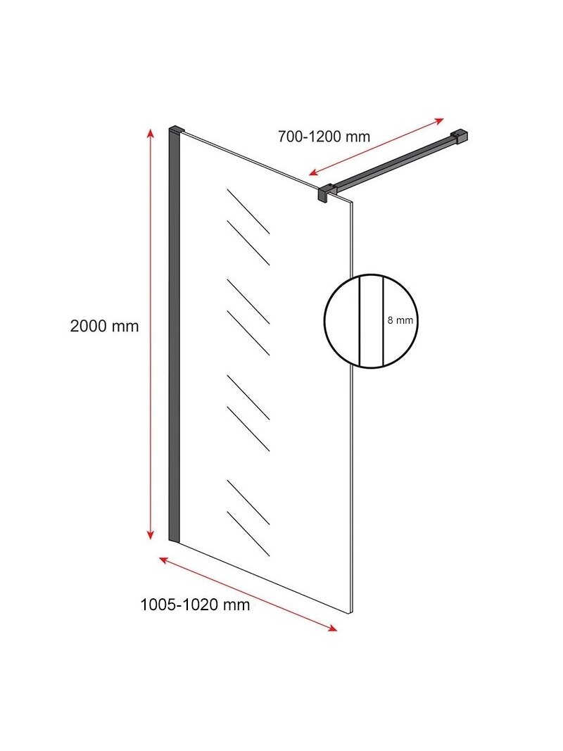 Dušo sienelė CLEAN 100x200 white 8 Dušo sienelė CLEAN 100x200 white 8