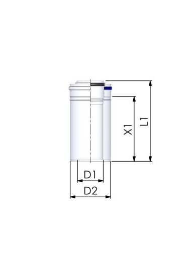 Dvigubas kamino pailginimas Cox Geelen CoxDENS PP/Alu, d60/100, 1000 mm