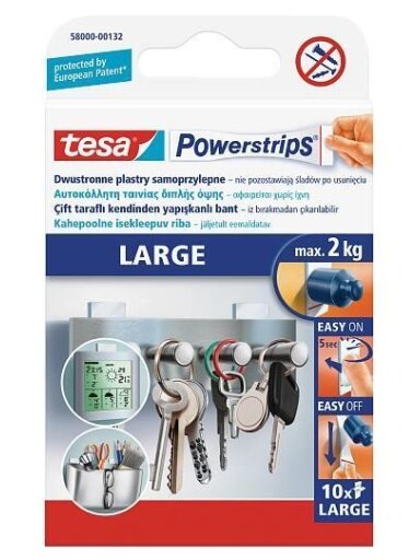 Dvipusė lipni juosta, Powerstrips Large, 5 x 2 cm, 10 vnt