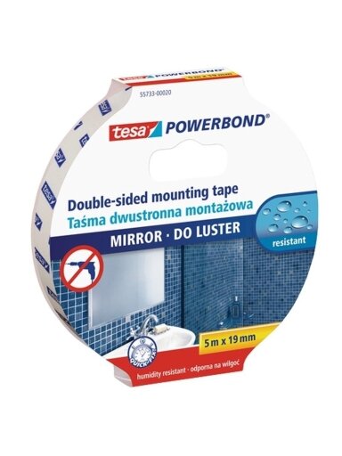 DVIPUSĖ LIPNIOJI JUOSTA VEIDRODŽIAMS TVIRTINTI;5 m X 19 mm