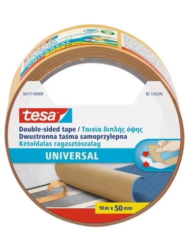 Dvipusė lipnioji juostelė Tesa 10m x 50mm, geltona