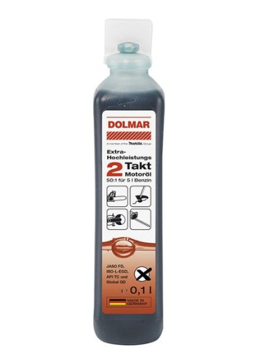 Dvitaktė pusiau sintetinė raudona alyva DOLMAR 100 ml.