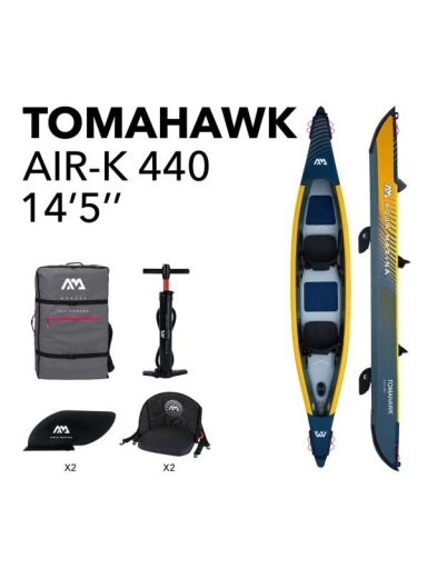 Dvivietis Pripučiamas Kajakas Aqua Marina Tomahawk 440x78 cm AIR-K 440