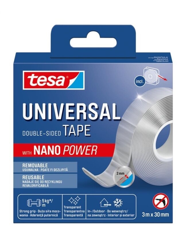 Dvipusė lipni juosta Tesa Universal, dvipusė, 3 m x 3 cm Dvipusė lipni juosta Tesa Universal, dvipusė, 3 m x 3 cm