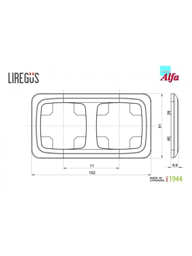 Dvivietis rėmelis LIREGUS ALFA, baltos spalvos 1 Dvivietis rėmelis LIREGUS ALFA, baltos spalvos 1