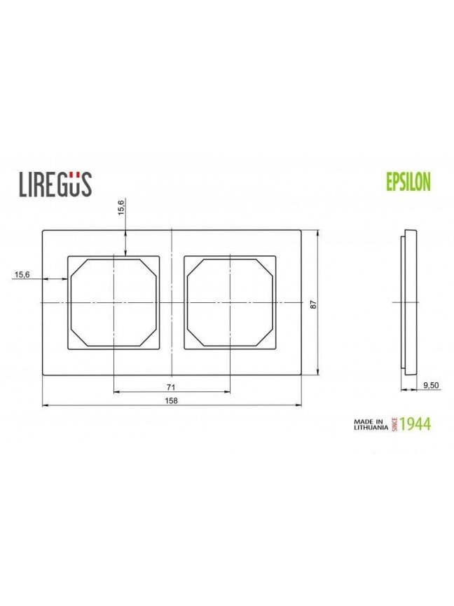 Dvivietis rėmelis LIREGUS EPSILON, baltas matinis stiklas 1 Dvivietis rėmelis LIREGUS EPSILON, baltas matinis stiklas 1