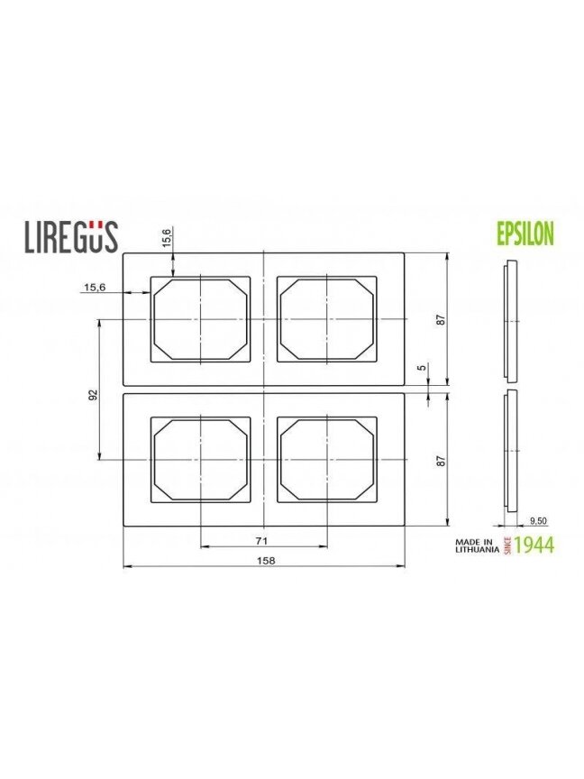 Dvivietis rėmelis LIREGUS EPSILON, baltas matinis stiklas 2